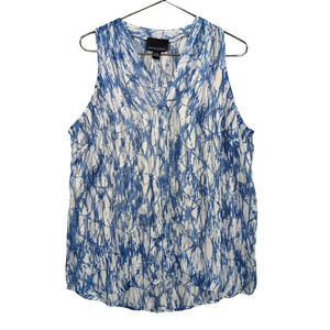 Cynthia Rowley Sheer Top Size Large Light Blue and White Sleeveless